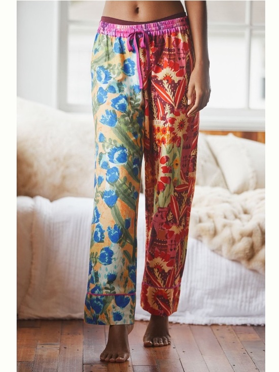 Anthropologie Other - Anthropologie Roeqiya Bloom Flannel Pajama Pants Two-Tone Floral Wide-Leg